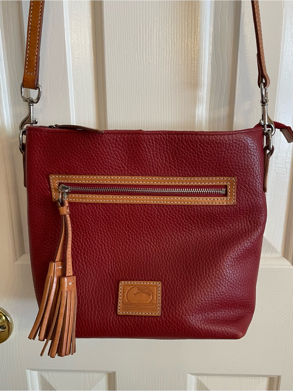 Dooney & Bourke Pebbled Leather Crossbody with Tan Trim
